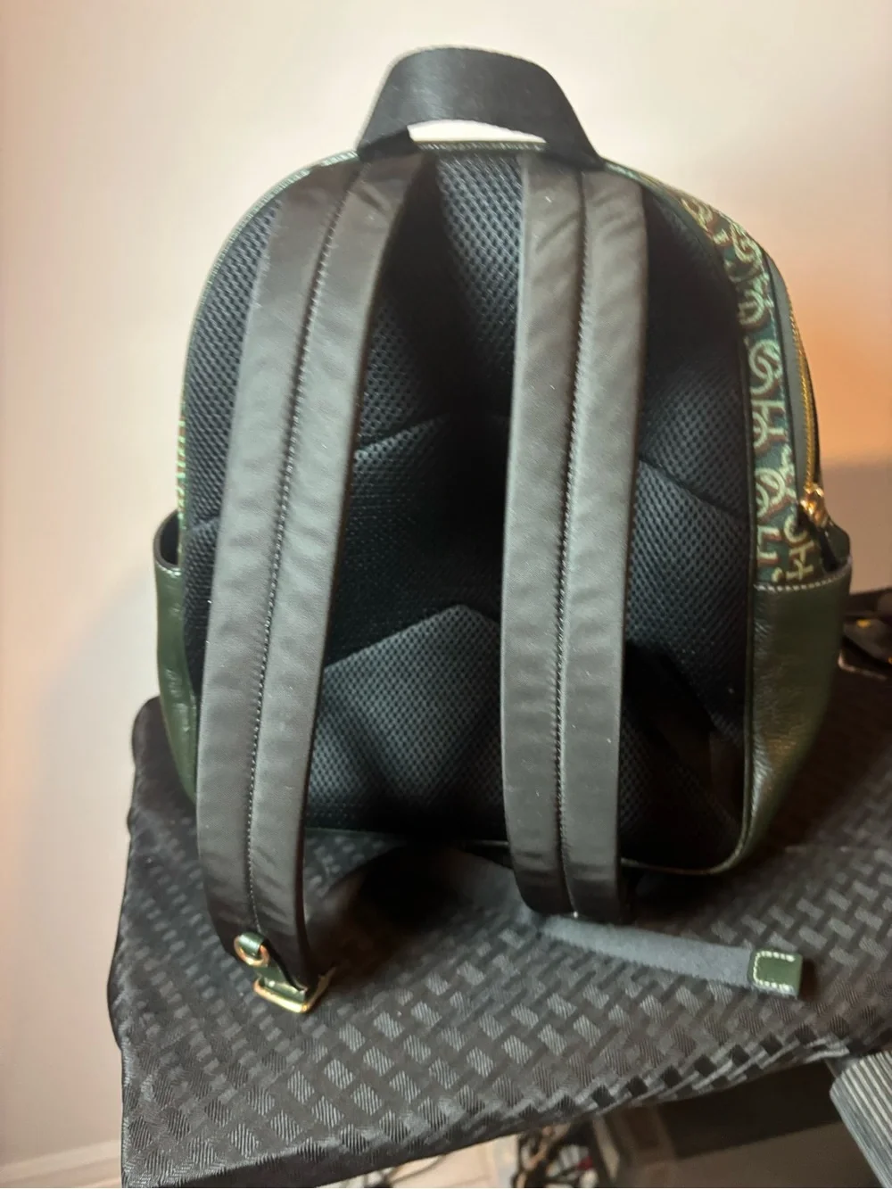 Coach Green Signature Monogram Pebble Leather Backpack
